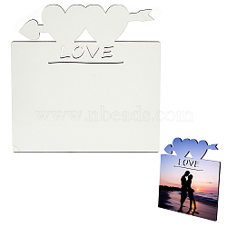Sublimation MDF Blanks Photo Frame, for Transfer Heat Press Printing Crafts, Rectangle with Word Love, White, Photo Frame: 190x190x5mm, Holder: 106x60x9mm(DJEW-CN0001-01)