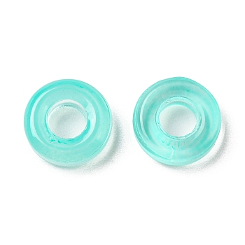 Transparent Glass European Beads, Large Hole Beads, Donut, Aquamarine, 10x3mm, Hole: 3.0~4.3mm