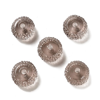 Transparent Resin Beads, Textured Rondelle, Rosy Brown, 12x7mm, Hole: 2.5mm