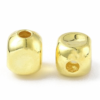 Brass Beads, Cube, Real 18K Gold Plated, 2x2x2mm, Hole: 0.6mm