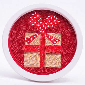 DIY Christmas Theme Diamond Painting Kits For Kids, Gift Pattern Photo Frame Making, with Resin Rhinestones, Pen, Tray Plate and Glue Clay, Red, 19.7x1.6cm, Inner Diameter: 16.9cm