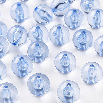 Transparent Acrylic Beads, Round, Cornflower Blue, 16x15mm, Hole: 2.8mm