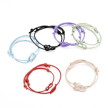 Adjustable Korean Waxed Polyester Cord Bracelets Sets, Mixed Color, Inner Diameter: 2-1/4~3-1/2 inch(5.6~8.9cm), 2pcs/set
