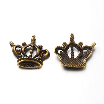 Tibetan Style Metal Alloy Crown Pendants, Antique Bronze, Lead Free & Cadmium Free, 22x19.5x4mm, Hole: 2mm