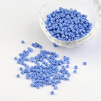 8/0 Opaque Colours Round Glass Seed Beads, Cornflower Blue, Size: about 3mm in diameter, hole:1mm, about 1101pcs/50g