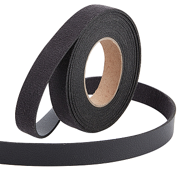 2M PVC Imitation Leather Ribbons, for Clothes, Bag Making, Black, 12.5mm, about 2.19 Yards(2m)/Roll