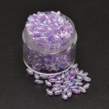 AB Color Plated Rice Electroplated Eco-Friendly Transparent Acrylic Beads, Lilac, 6x3mm, Hole: 1mm, about 1770pcs/50g