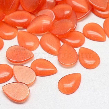 18mm Coral Teardrop Glass Cabochons