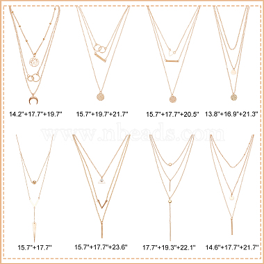 8Pcs 8 Style Alloy Cable Chains 3 Layer Necklaces Set(NJEW-AN0001-01)-2
