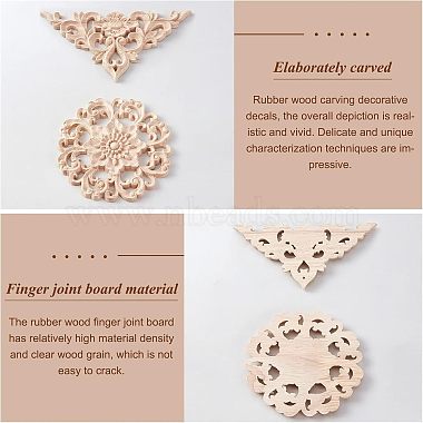 5Pcs Rubber Wooden Carved Decor Applique(WOOD-FH0001-87)-2