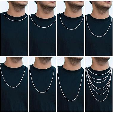 Rhodium Plated 925 Sterling Silver Thin Dainty Link Chain Necklace for Women Men(JN1096B-03)-5