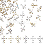 48Pcs 6 Colors Zinc Alloy Rhinestone Cabochons, with ABS Plastic Imitation Pearl Beads, Nail Art Decoration Accessories, Cross, Mixed Color, 9.5x7x2mm, 8pcs/color(MRMJ-HY0001-21)