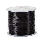 Flat Elastic Crystal String, Elastic Beading Thread, for Stretch Bracelet Making, Flat, Black, 0.8mm, about 60m/roll(EW-PH0001-0.8mm-01C)