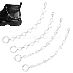 Heart Alloy Link Boot Strap Chains, with Alloy Spring Gate Rings, Antique Silver & Platinum, 255~265mm, 4pcs/set(AJEW-UN00021)