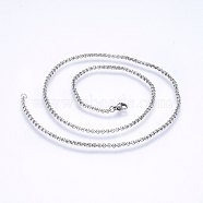 304 Stainless Steel Cable Chain Necklaces, Stainless Steel Color, 17.71 inch(45cm), 2mm(NJEW-P226-02P-01)