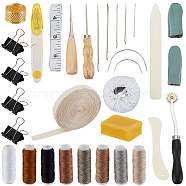 DIY Book Binding Tool Kits, inlcuding Needles, Scissor, Awl, Tracing Wheel, Tape Measure, Thimble, Cotton Threads, Ribbon, Natural Bee Wax, Binder Clips, Mixed Color(DIY-OC0010-30)