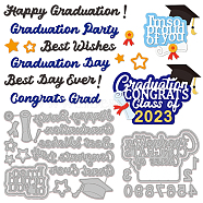 2Pcs 2 Styles Graduation Season Theme Carbon Steel Cutting Dies Stencils, for DIY Scrapbooking, Photo Album, Decorative Embossing Paper Card, Stainless Steel Color, Word, 89~125x77~102x0.8mm, 1pc/style(DIY-WH0309-876)