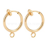 Vacuum Plating 316 Surgical Stainless Steel Clip-on Hoop Earrings, For Non-pierced Ears, with Brass Spring Findings, Golden, 16.5x14x2mm, Hole: 1.5mm(STAS-S101-13mm-01G)