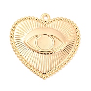 Rack Plating Brass Pendant Cabochon Setting, Heart with Eye Charm, Real 18K Gold Plated, 28x28.5x2mm, Hole: 1.6mm, Tray: 6mm(KK-M261-05G)