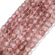 Natural Strawberry Quartz Beads Strands, Faceted, Cube, 3.5~4.5x3.5~4x3.5mm, Hole: 0.6mm, about 103~106pcs/strand, 15.55'~15.75''(39.5~40cm)(G-H042-A11-02)