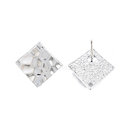 Alloy Stud Earring Findings, with Hole and 304 Stainless Steel Pins, Rhombus, Cadmium Free & Nickel Free & Lead Free, Platinum, 17x17mm, Hole: 1.4mm, Pin: 0.7mm(PALLOY-N150-83P)