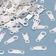 Brass Chain Tabs, Chain Extender Connectors, Long-Lasting Plated, 925 Sterling Silver Plated, 9x3x0.5mm, Hole: 1.8mm and 1.2mm(KK-L205-01S)