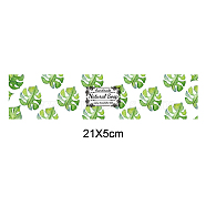 Handmade Soap Paper Tag, Both Sides Coated Art Paper Tape with Tectorial Membrane, Rectangle with Leaf/Flower Pattern & Word, for Soap Packaging, Lime, 210x50mm(DIY-WH0243-067)