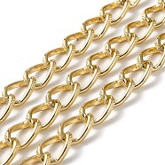 Oxidation Aluminum Textured Curb Chains, Twisted Chains, Unwelded, with Spool, Light Gold, 12.5x8.5x4.5mm, about 98.43 Feet(30m)/Roll(CHA-H001-08KCG)