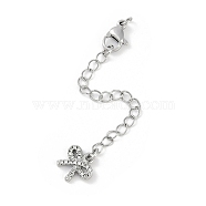 Brass Micro Pave Cubic Zirconia Ends with Chains, Bowknot, Platinum, 73mm, Hole: 2.5mm(KK-U043-06P)