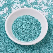 MIYUKI Delica Beads Small, Cylinder, Japanese Seed Beads, 15/0, (DBS0878) Matte Opaque Turquoise Green AB, 1.1x1.3mm, Hole: 0.7mm, about 3500pcs/10g(X-SEED-J020-DBS0878)