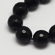 Faceted Round Grade A Black Stone Beads Strands, Dyed, Black Stone, 12mm, Hole: 1mm, about 32pcs/strand, 15.3 inch(X-G-N0137-04-12mm)