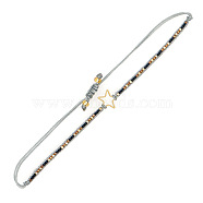 Ethnic Miyuki Beaded Braided Couple Bracelets, Golden Tone Star Stainless Steel Adjustable Bracelets for Women(SK6453-6)