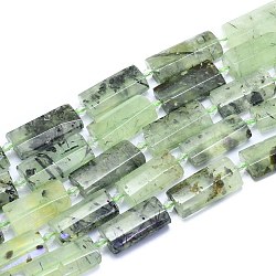 Natural Prehnite Beads Strands, Rectangle, Faceted, 27~29x13~14x6~7mm, Hole: 1.5mm; about 12pcs/Strand, 14.96 inches(38cm)(G-E530-16W)
