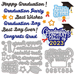 2Pcs 2 Styles Graduation Season Theme Carbon Steel Cutting Dies Stencils, for DIY Scrapbooking, Photo Album, Decorative Embossing Paper Card, Stainless Steel Color, Word, 89~125x77~102x0.8mm, 1pc/style(DIY-WH0309-876)
