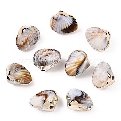 Electroplate Acrylic Beads, Imitation Gemstone Style, Scallop Shell Shape, Tan, 17x21x15mm, Hole: 2mm(OACR-S021-55)