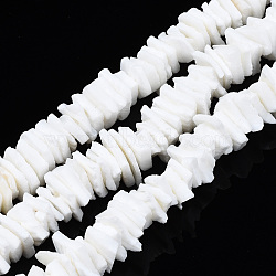 Natural White Shell Beads Strands, Chip, Bleach, 6~12x4~8x1.5~3.5mm, Hole: 0.5mm, about 80~90pcs/strand, 7.48 inch(19cm)(X-SSHEL-S266-029)