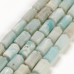 Natural Flower Amazonite Beads Strands, with Seed Beads, Faceted, Column, 5.5~7.5mm, Hole: 0.7mm, about 26~33pcs/strand, 15.67''~16.46''(39.8~41.8cm)(G-M403-B24)