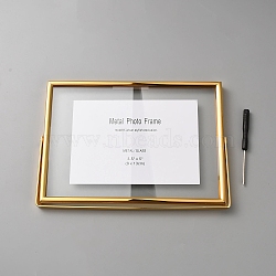 Alloy Photo Frame Stand, with Glass Window and Screwdriver, Rectangle, Golden, 136x190x11.5mm(AJEW-WH0077-110A)