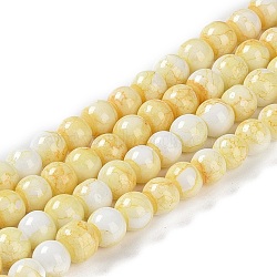 Baking Paint Glass Bead Strands, Round, Lemon Chiffon, 6mm, Hole: 1mm, about 145~147pcs/strand, 32.28~32.68''(82~83cm)(GLAA-H031-01A-03)