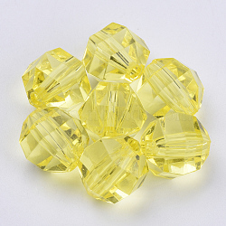 Transparent Acrylic Beads, Faceted, Round, Yellow, 8x7mm, Hole: 1.5mm, about 1920pcs/500g(TACR-Q256-8mm-V21)