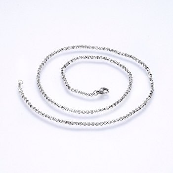 304 Stainless Steel Cable Chain Necklaces, Stainless Steel Color, 17.71 inch(45cm), 2mm