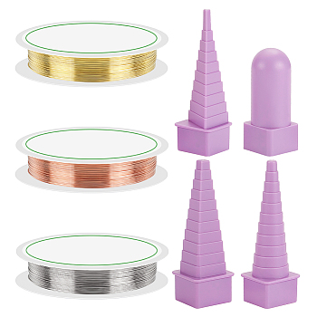 DIY Wire Wrapping Kit, ABS Wire Winding Towers, Jewelry Making Tools, Quilling Paper Modeling Tool, Cone, Pyramid, Column, with Brass Craft Wire, Medium Slate Blue