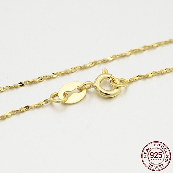Sterling Silver Chain Necklaces, with Spring Ring Clasps, Thin Chain, Golden, 18 inch, 0.8mm
