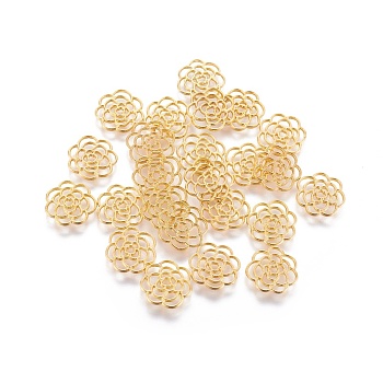 Zinc Alloy Pendants, Flower, Golden, 16x15.5x1.5mm, Hole: 2x1.5mm
