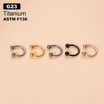 G23 Titanium Circular/Horseshoe Barbell Nose Rings, Rainbow Color, 10mm, Pin: 1.2mm