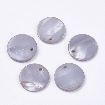 Freshwater Shell Pendants, Spray Painted, Flat Round, Thistle, 20x2mm, Hole: 1.5mm