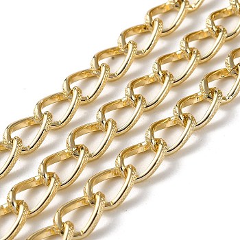 Oxidation Aluminum Textured Curb Chains, Twisted Chains, Unwelded, with Spool, Light Gold, 12.5x8.5x4.5mm, about 98.43 Feet(30m)/Roll