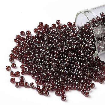 TOHO Round Seed Beads, Japanese Seed Beads, (330) Gold Luster Rust, 8/0, 3mm, Hole: 1mm, about 222pcs/bottle, 10g/bottle