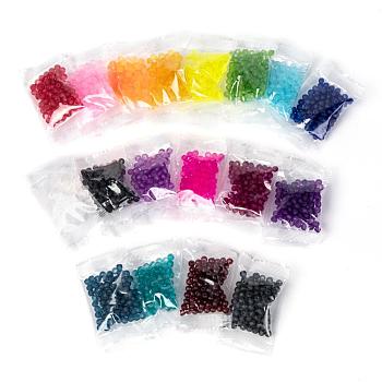15 Colors Transparent Glass Beads, for Beading Jewelry Making, Frosted, Round, Mixed Color, 4mm, Hole: 1.3~1.6mm, about 100pcs/color, 15 Colors, 1500pcs/set