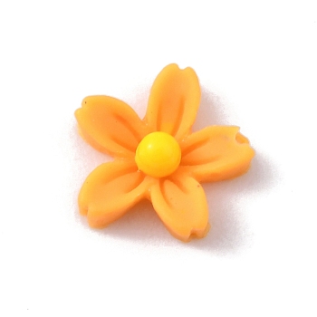 Flower Opaque Resin Cabochons, for Jewelry Making, Orange, 7x7.5x2mm